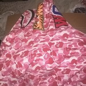 Bathing ape pink hoodie good condition